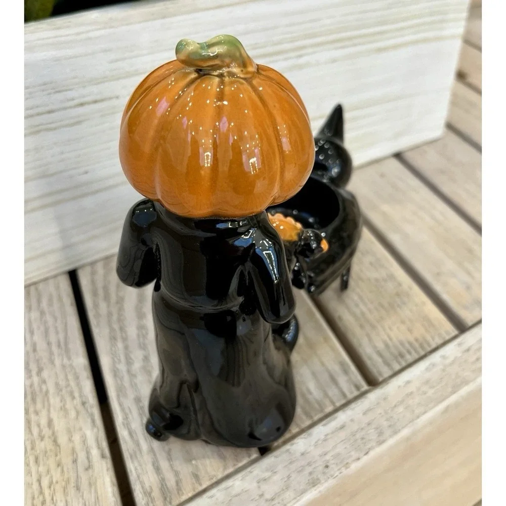 Yankee Candle PumpkinPeople Raven Carriage TeaLight Holder Halloween 2011 Rare